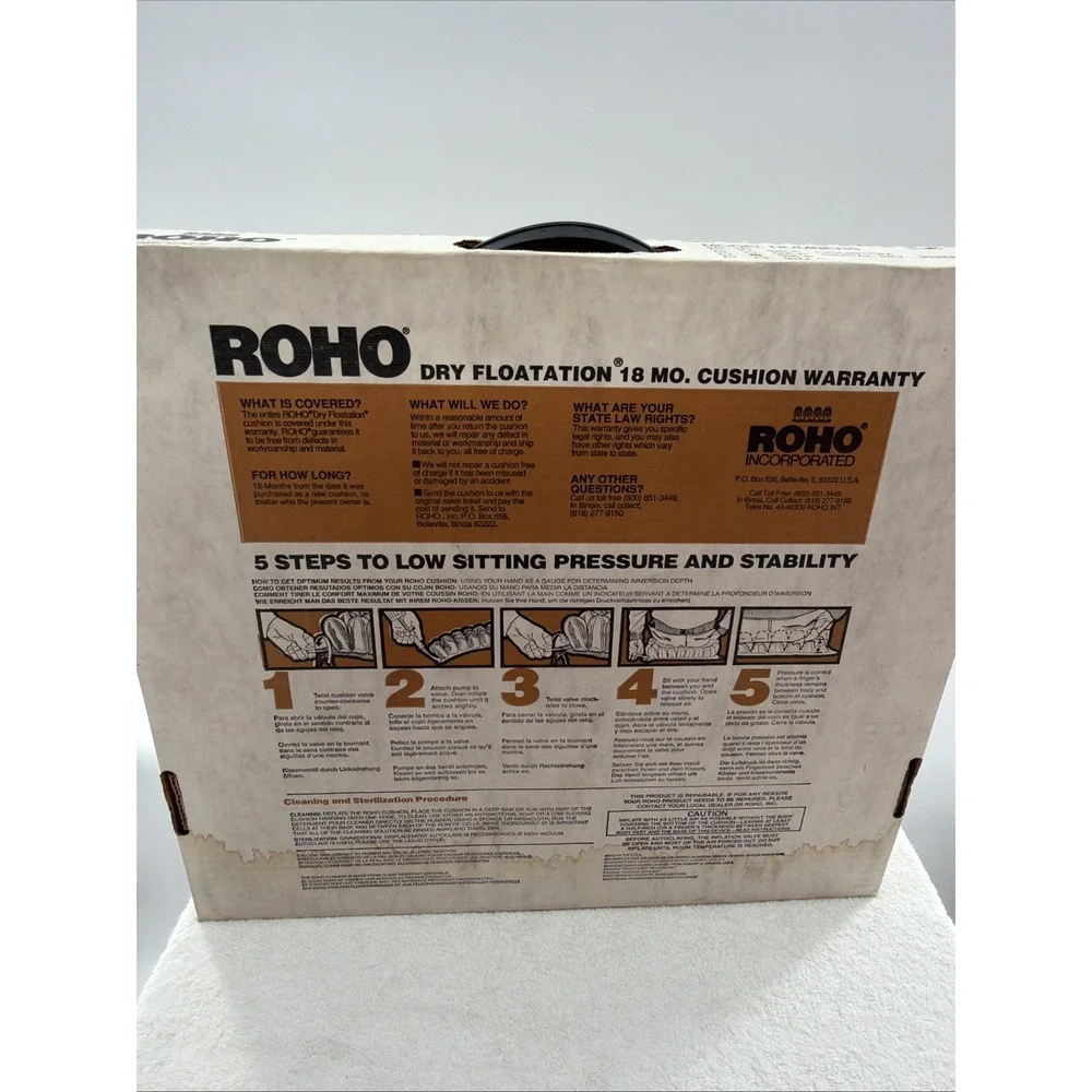 Roho Dry Floatation Cushion-Low Profile- With Pump- 17x19 Inch 99LP Made in USA